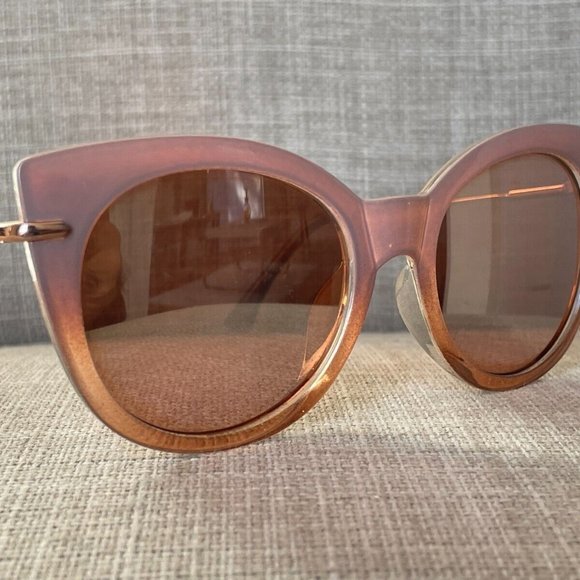 Women Sunglasses Nude/gold Tone Fashion Eye Wear Shades Mirror Lenses Cat Eyes - Picture 10 of 11